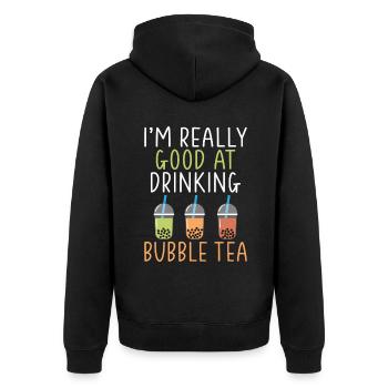 Bubble Tea Lover Gift - Unisex Premium Organic Zip Hoodie - black - Back - Nico (187cm)