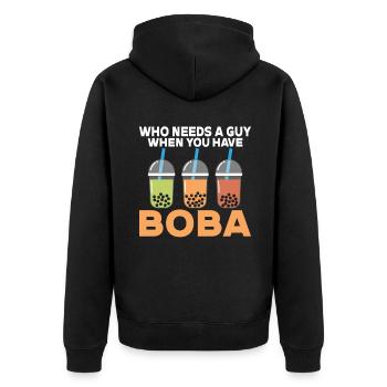 Bubble Tea Lover Gift - Unisex Premium Organic Zip Hoodie - black - Back - Nico (187cm)