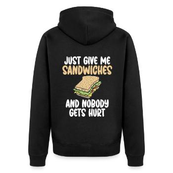 Sandwich Lover Gift - Unisex Premium Organic Zip Hoodie - black - Back - Nico (187cm)