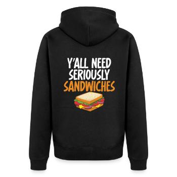 Sandwich Lover Gift - Unisex Premium Organic Zip Hoodie - black - Back - Nico (187cm)