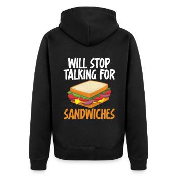 Sandwich Lover Gift - Unisex Premium Organic Zip Hoodie - black - Back - Nico (187cm)