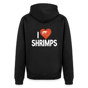 Garnelenliebhaber Geschenk - Unisex Premium Bio Zip Hoodie - Schwarz - Hinten - Nico (187cm)
