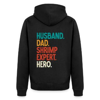 Garnelenliebhaber Geschenk - Unisex Premium Bio Zip Hoodie - Schwarz - Hinten - Nico (187cm)