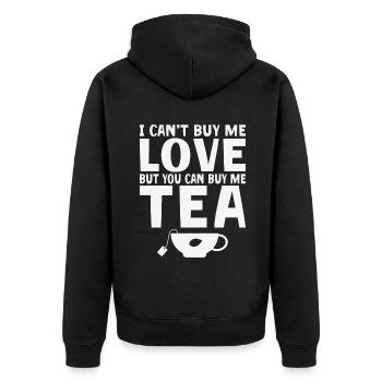 Teeliebhaber Geschenke - Unisex Premium Bio Zip Hoodie - Schwarz - Hinten - Nico (187cm)