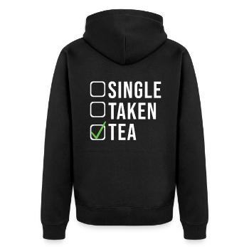 Teeliebhaber Geschenke - Unisex Premium Bio Zip Hoodie - Schwarz - Hinten - Nico (187cm)