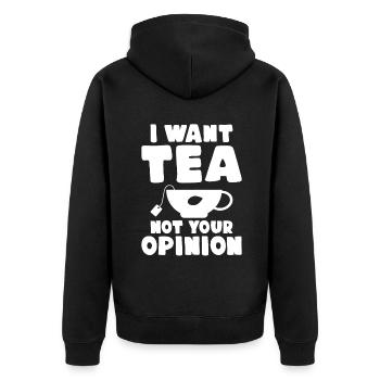Teeliebhaber Geschenke - Unisex Premium Bio Zip Hoodie - Schwarz - Hinten - Nico (187cm)