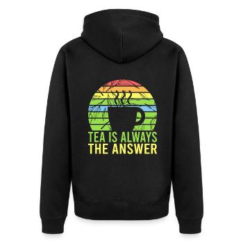 Teeliebhaber Geschenke - Unisex Premium Bio Zip Hoodie - Schwarz - Hinten - Nico (187cm)