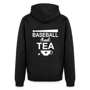 Teeliebhaber Geschenke - Unisex Premium Bio Zip Hoodie - Schwarz - Hinten - Nico (187cm)