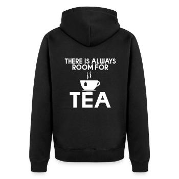 Teeliebhaber Geschenke - Unisex Premium Bio Zip Hoodie - Schwarz - Hinten - Nico (187cm)