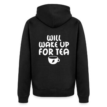 Teeliebhaber Geschenke - Unisex Premium Bio Zip Hoodie - Schwarz - Hinten - Nico (187cm)