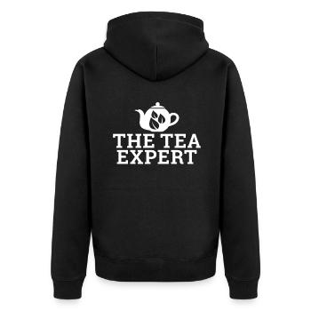 Teeliebhaber Geschenke - Unisex Premium Bio Zip Hoodie - Schwarz - Hinten - Nico (187cm)