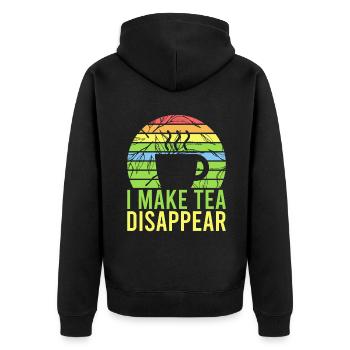 Teeliebhaber Geschenke - Unisex Premium Bio Zip Hoodie - Schwarz - Hinten - Nico (187cm)