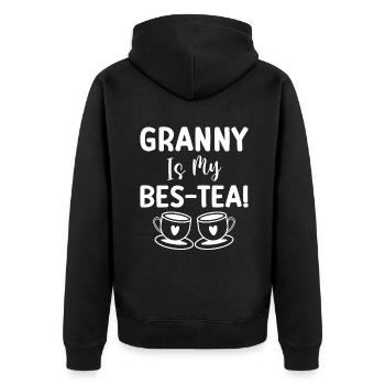 Teeliebhaber Geschenke - Unisex Premium Bio Zip Hoodie - Schwarz - Hinten - Nico (187cm)