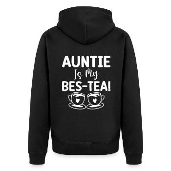 Teeliebhaber Geschenke - Unisex Premium Bio Zip Hoodie - Schwarz - Hinten - Nico (187cm)