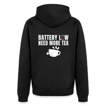 Teeliebhaber Geschenke - Unisex Premium Bio Zip Hoodie - Schwarz - Hinten - Nico (187cm)