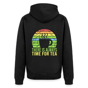 Teeliebhaber Geschenke - Unisex Premium Bio Zip Hoodie - Schwarz - Hinten - Nico (187cm)