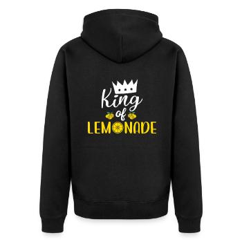 Limonade-Geschenk-Ideen - Unisex Premium Bio Zip Hoodie - Schwarz - Hinten - Nico (187cm)