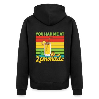 Limonade Geschenkideen - Unisex Premium Bio Zip Hoodie - Schwarz - Hinten - Nico (187cm)