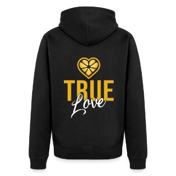 Limonade Geschenkideen - Unisex Premium Bio Zip Hoodie - Schwarz - Hinten - Nico (187cm)