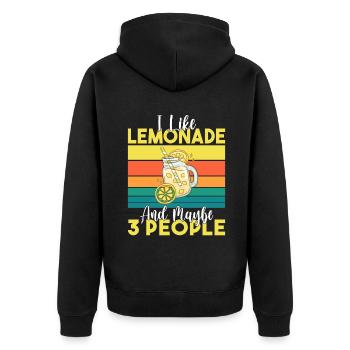Limonade Geschenkideen - Unisex Premium Bio Zip Hoodie - Schwarz - Hinten - Nico (187cm)