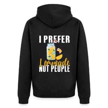 Limonade Geschenkideen - Unisex Premium Bio Zip Hoodie - Schwarz - Hinten - Nico (187cm)