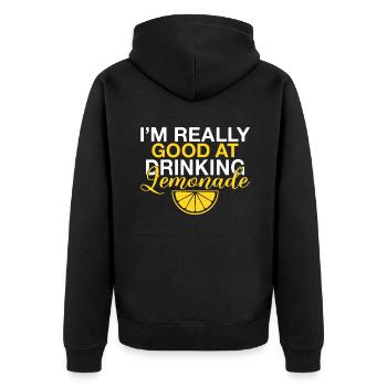 Limonade Geschenkideen - Unisex Premium Bio Zip Hoodie - Schwarz - Hinten - Nico (187cm)