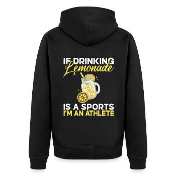 Limonade Geschenkideen - Unisex Premium Bio Zip Hoodie - Schwarz - Hinten - Nico (187cm)