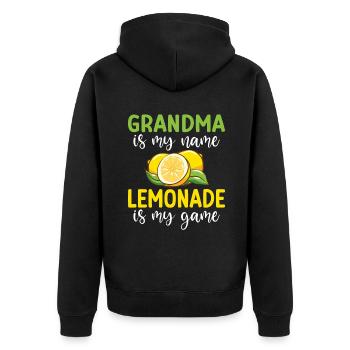 Limonade-Geschenk-Ideen - Unisex Premium Bio Zip Hoodie - Schwarz - Hinten - Nico (187cm)
