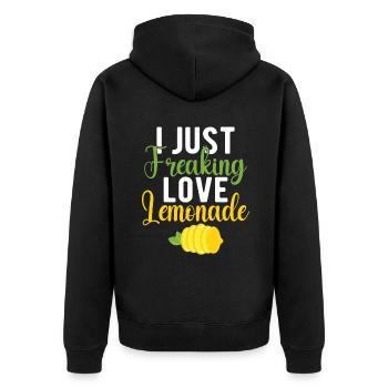 Limonade Geschenkideen - Unisex Premium Bio Zip Hoodie - Schwarz - Hinten - Nico (187cm)