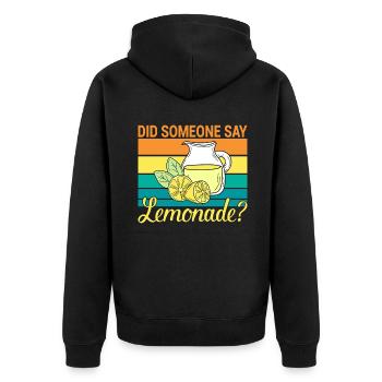 Limonade Geschenkideen - Unisex Premium Bio Zip Hoodie - Schwarz - Hinten - Nico (187cm)