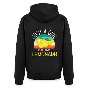 Limonade Geschenkideen - Unisex Premium Bio Zip Hoodie - Schwarz - Hinten - Nico (187cm)