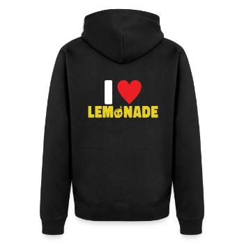 Limonade Geschenkideen - Unisex Premium Bio Zip Hoodie - Schwarz - Hinten - Nico (187cm)