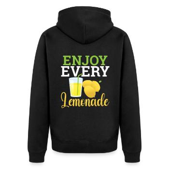Limonade-Geschenk-Ideen - Unisex Premium Bio Zip Hoodie - Schwarz - Hinten - Nico (187cm)
