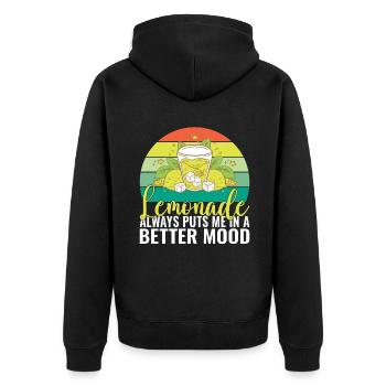 Limonade-Geschenk-Ideen - Unisex Premium Bio Zip Hoodie - Schwarz - Hinten - Nico (187cm)