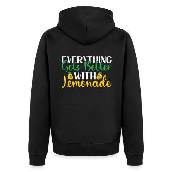 Limonade Geschenkideen - Unisex Premium Bio Zip Hoodie - Schwarz - Hinten - Nico (187cm)