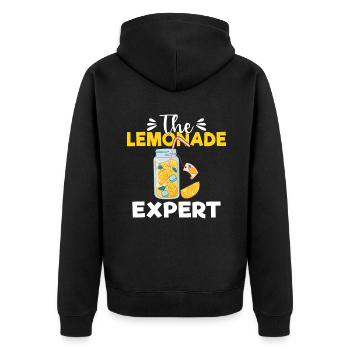 Limonade-Geschenk-Ideen - Unisex Premium Bio Zip Hoodie - Schwarz - Hinten - Nico (187cm)