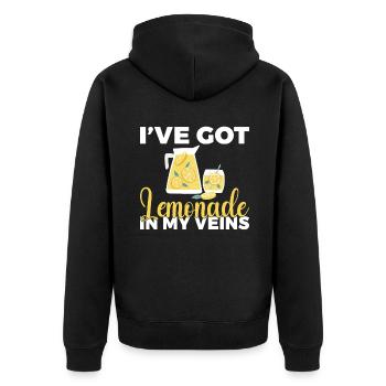 Limonade Geschenkideen - Unisex Premium Bio Zip Hoodie - Schwarz - Hinten - Nico (187cm)