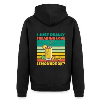 Limonade Geschenkideen - Unisex Premium Bio Zip Hoodie - Schwarz - Hinten - Nico (187cm)