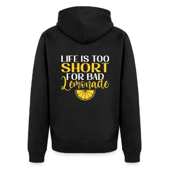 Limonade-Geschenk-Ideen - Unisex Premium Bio Zip Hoodie - Schwarz - Hinten - Nico (187cm)