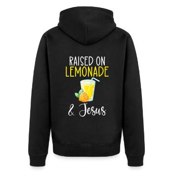 Limonade Geschenkideen - Unisex Premium Bio Zip Hoodie - Schwarz - Hinten - Nico (187cm)