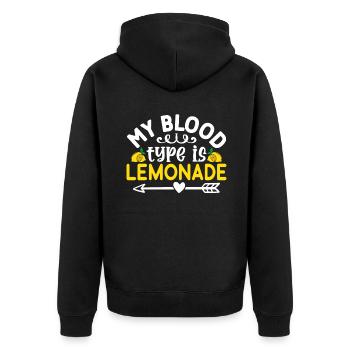 Limonade-Geschenk-Ideen - Unisex Premium Bio Zip Hoodie - Schwarz - Hinten - Nico (187cm)