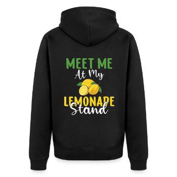 Limonade-Geschenk-Ideen - Unisex Premium Bio Zip Hoodie - Schwarz - Hinten - Nico (187cm)
