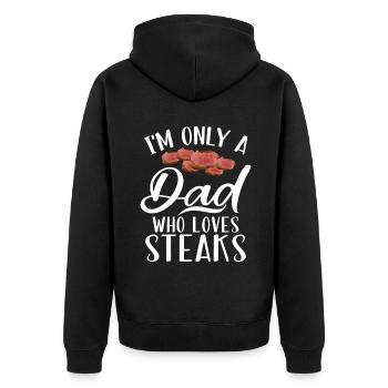 Steak Lover Steak Gift - Unisex Premium Organic Zip Hoodie - black - Back - Nico (187cm)