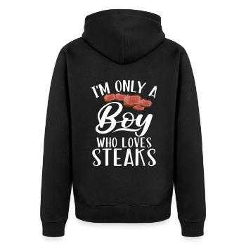 Steak Lover Steak Gift - Unisex Premium Organic Zip Hoodie - black - Back - Nico (187cm)