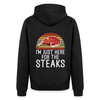 Steak Lover Steak Geschenk - Unisex Premium Bio Zip Hoodie - Schwarz - Hinten - Nico (187cm)