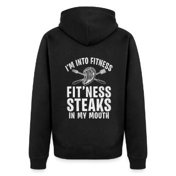 Steak Lover Steak Gift - Unisex Premium Organic Zip Hoodie - black - Back - Nico (187cm)
