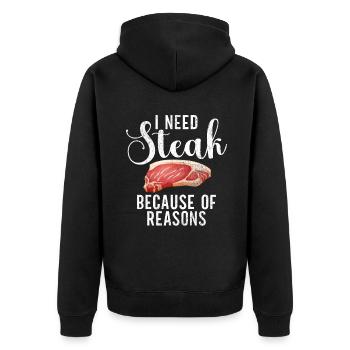 Steak Lover Steak Gift - Unisex Premium Organic Zip Hoodie - black - Back - Nico (187cm)