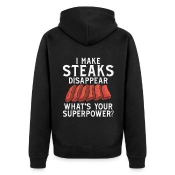 Cadeau de steak amateur de steak - Veste à capuche bio Premium Unisexe - noir - Dos - Nico (187cm)