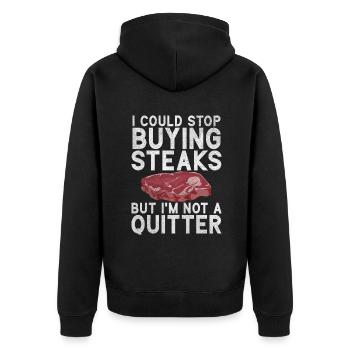 Steak Lover Steak Gift - Unisex Premium Organic Zip Hoodie - black - Back - Nico (187cm)