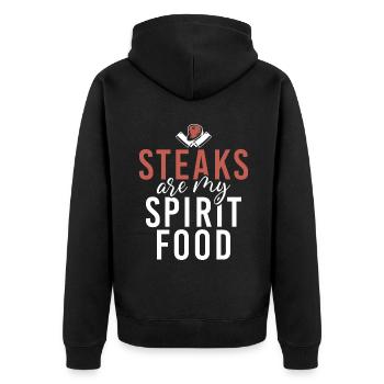 Steak Lover Steak Geschenk - Unisex Premium Bio Zip Hoodie - Schwarz - Hinten - Nico (187cm)